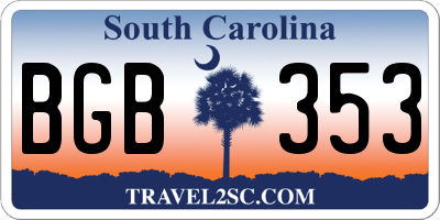 SC license plate BGB353