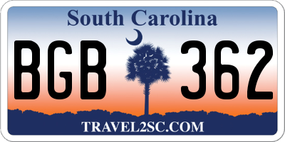 SC license plate BGB362