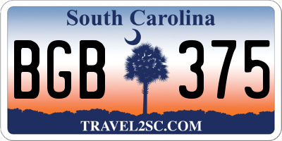 SC license plate BGB375