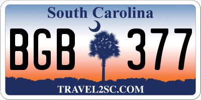 SC license plate BGB377