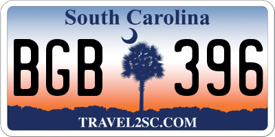 SC license plate BGB396