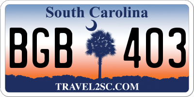 SC license plate BGB403