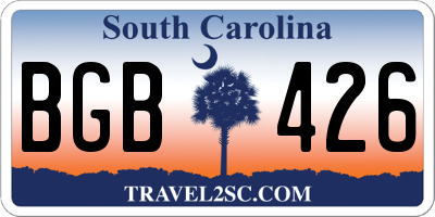 SC license plate BGB426