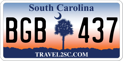 SC license plate BGB437