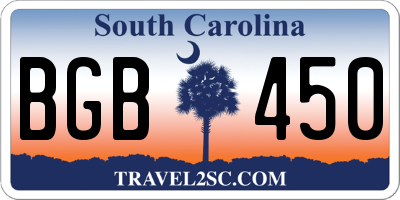SC license plate BGB450