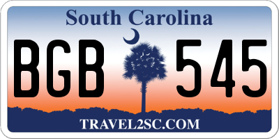 SC license plate BGB545