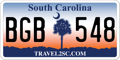 SC license plate BGB548