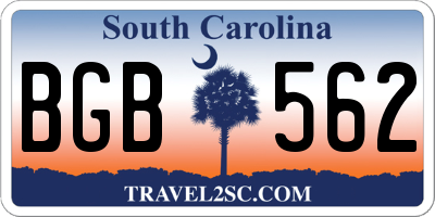 SC license plate BGB562