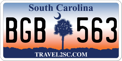 SC license plate BGB563