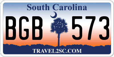 SC license plate BGB573