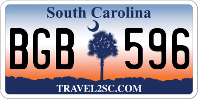 SC license plate BGB596