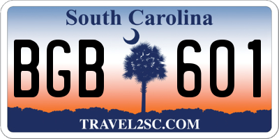 SC license plate BGB601