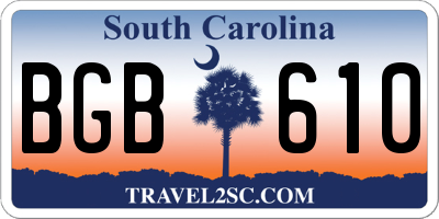 SC license plate BGB610