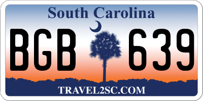SC license plate BGB639