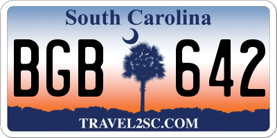 SC license plate BGB642