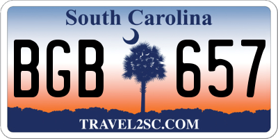 SC license plate BGB657