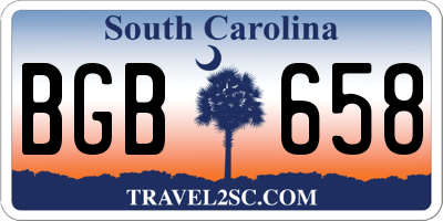 SC license plate BGB658