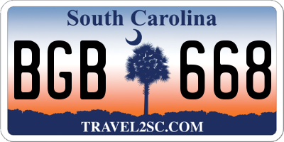 SC license plate BGB668