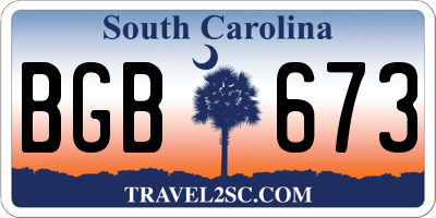 SC license plate BGB673