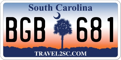 SC license plate BGB681