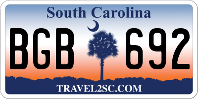 SC license plate BGB692