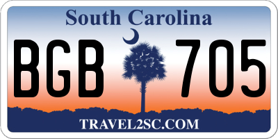 SC license plate BGB705