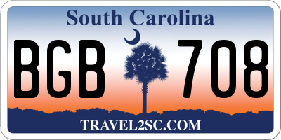 SC license plate BGB708