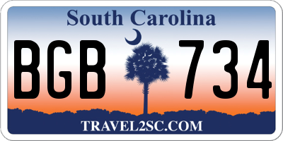 SC license plate BGB734