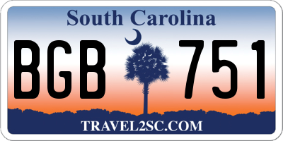 SC license plate BGB751