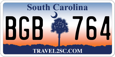 SC license plate BGB764