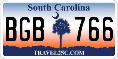 SC license plate BGB766