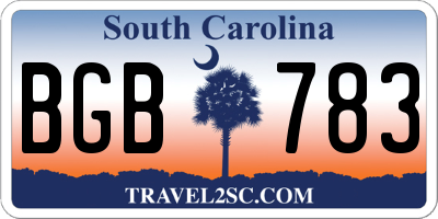 SC license plate BGB783