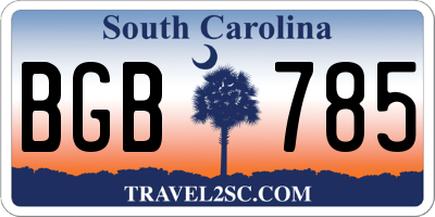 SC license plate BGB785