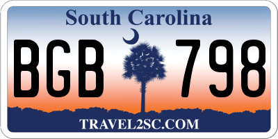 SC license plate BGB798