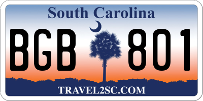 SC license plate BGB801