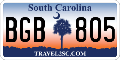 SC license plate BGB805