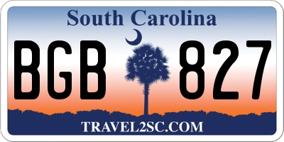 SC license plate BGB827