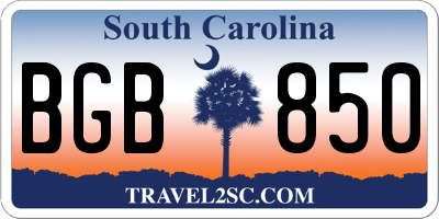 SC license plate BGB850