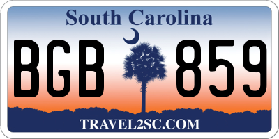 SC license plate BGB859