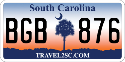 SC license plate BGB876