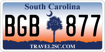 SC license plate BGB877