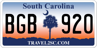 SC license plate BGB920