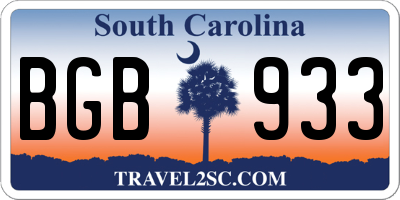 SC license plate BGB933
