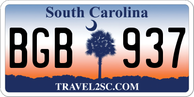 SC license plate BGB937
