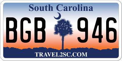 SC license plate BGB946