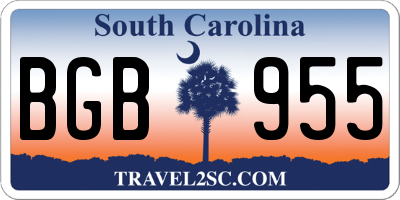 SC license plate BGB955