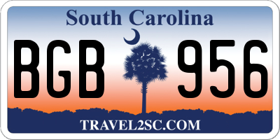 SC license plate BGB956