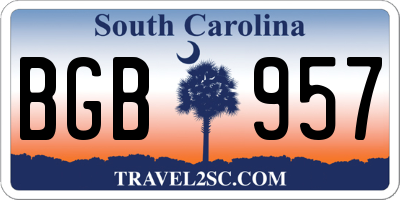 SC license plate BGB957