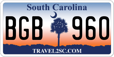 SC license plate BGB960
