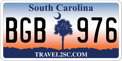 SC license plate BGB976